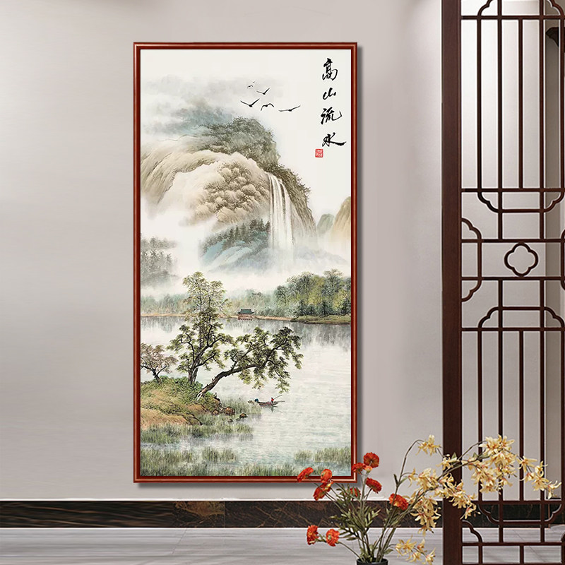 高山流水生财钻石画满钻新款2023山水风景砖石贴画走廊玄关中国风