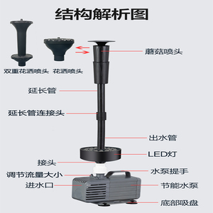 庭院景观鱼池喷泉泵过滤泵蘑菇喷泉涌泉小型家用水景池循环潜水泵