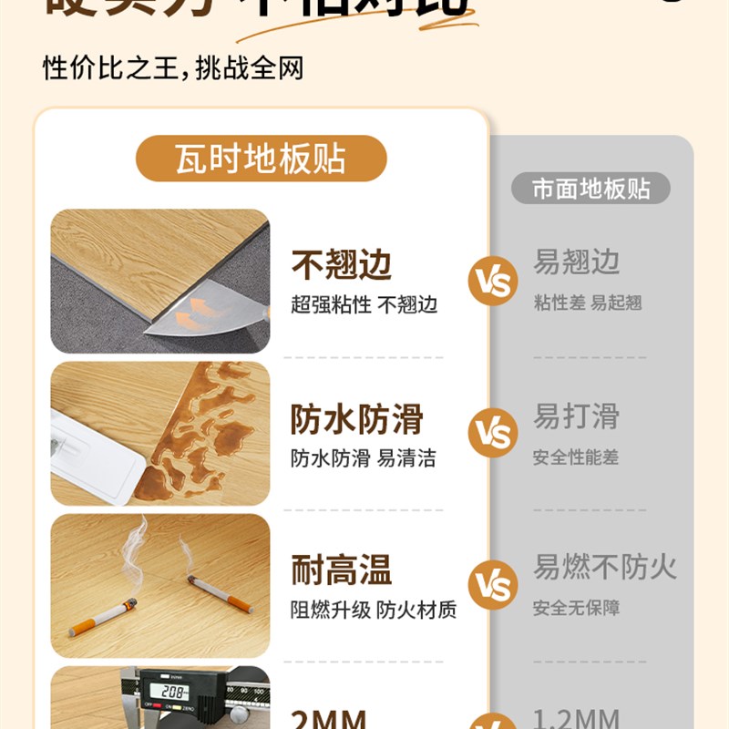 Pvc*木纹地板贴纸不干胶地板皮革加厚耐磨防水防滑家用塑料贴纸装