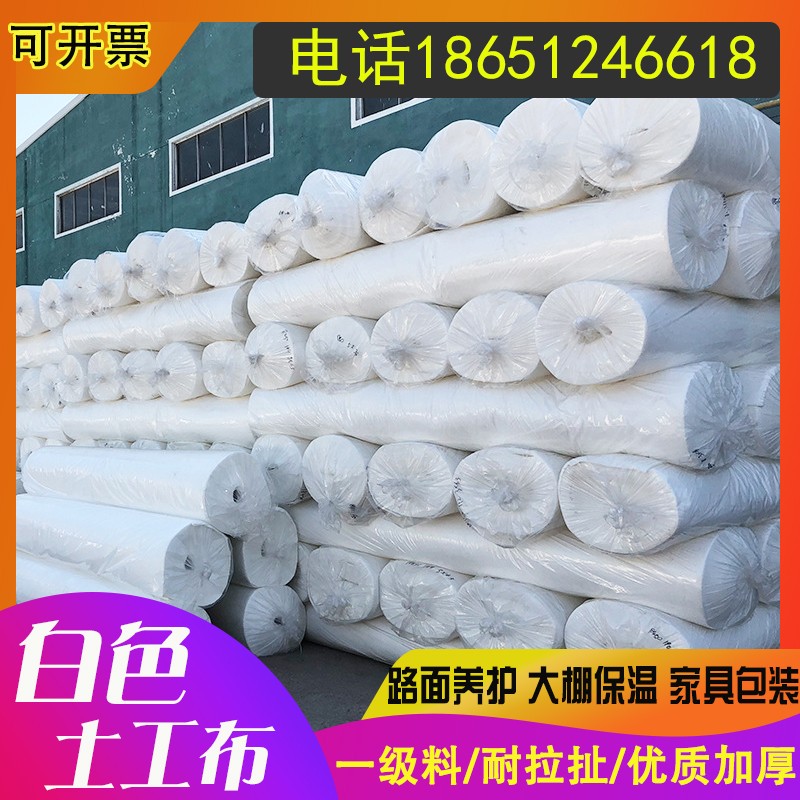 白色土工布透水工程布无纺布护坡毛毯公路养护防草桥梁保湿防寒布