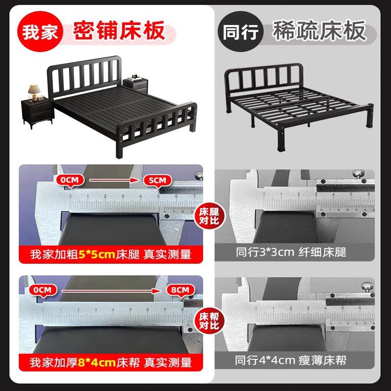 铁艺床双人床家用加粗加厚加固出租房用简易不锈钢1米5单人铁架床