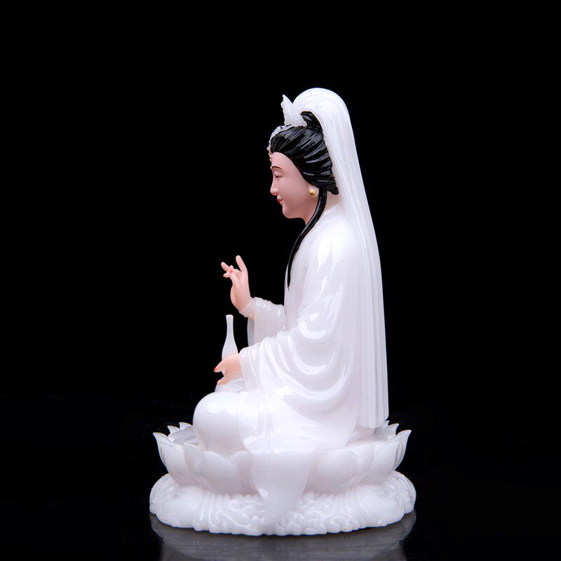 观音菩萨佛像汉白玉车载中控太小摆件坐莲南海观世音汽车装饰家用