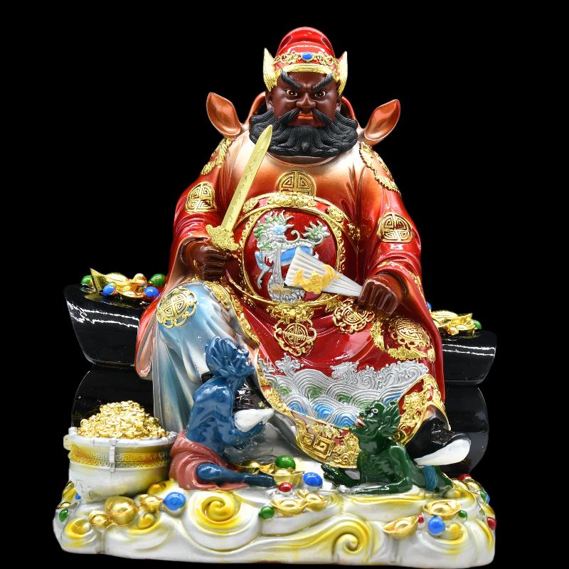 树脂钟馗佛像彩绘钟馗神像家用供奉镇宅摆件佛具工艺品摆饰发财,