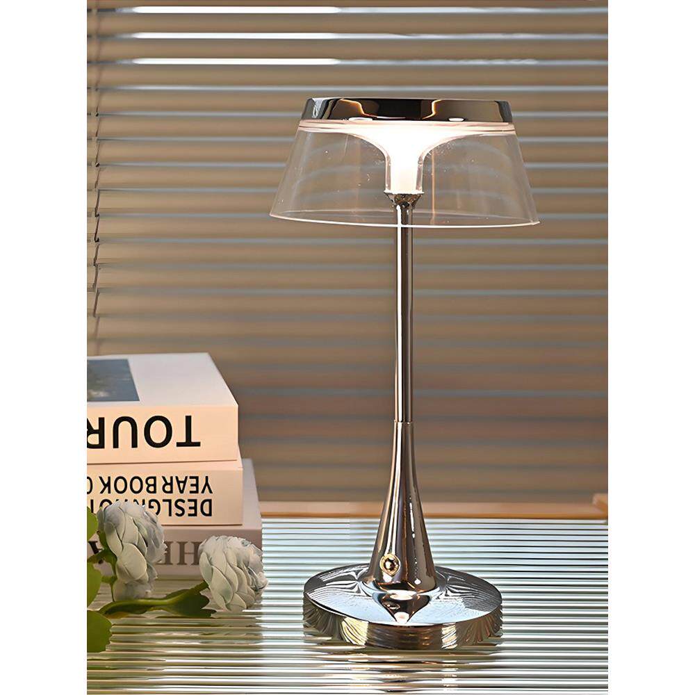 现代简约台灯卧室轻奢风设计师高级感铬色桌面书房装饰充电款台灯