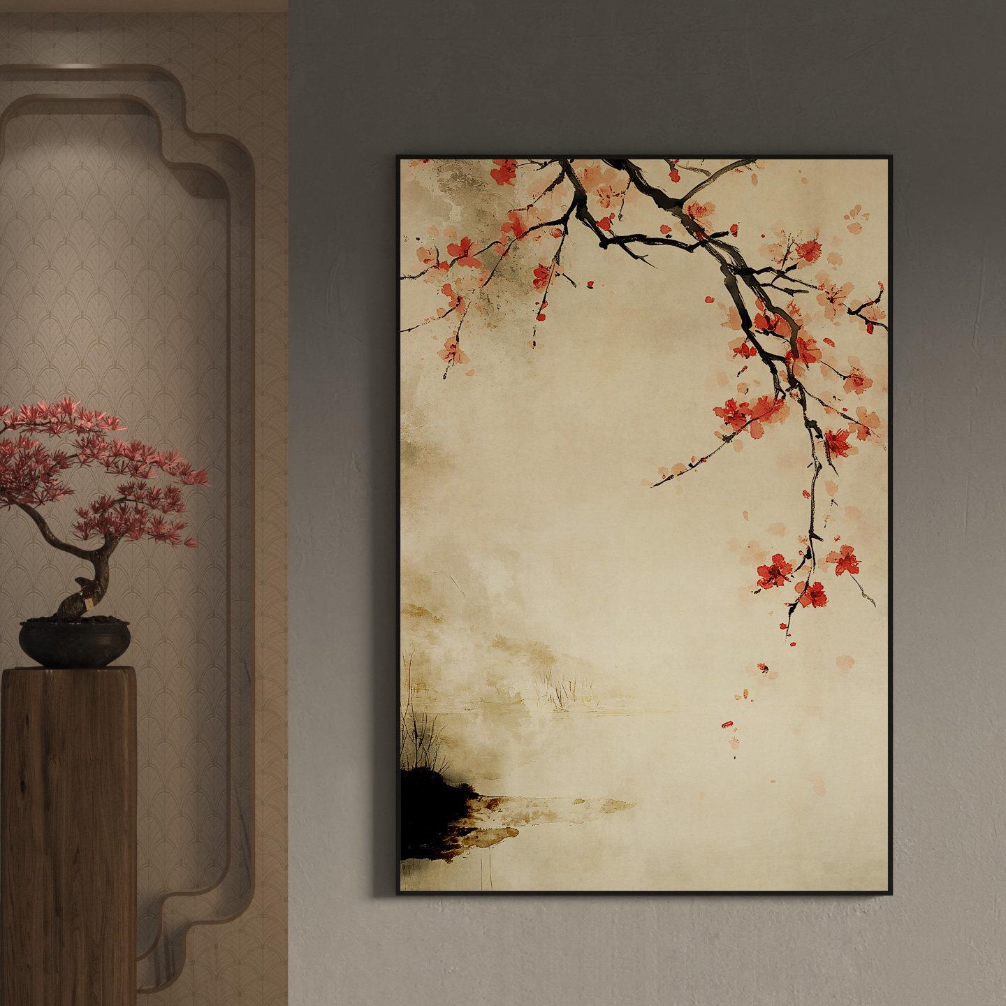 原创宋代美学梅花装饰画入户玄关壁画茶室客厅书房新中式国风挂画