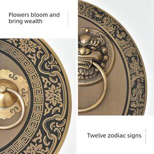 彷古大门拉手中式纯铜门环把手覆古圆形拉环老式门栓锁扣插销配件