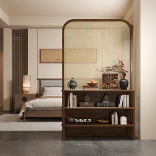 屏风置物架玄关藤编客厅遮挡入户正对门可移动中式实木穿堂风隔断