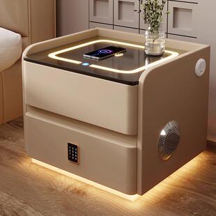 简约现代卧室智能床头柜多功能床边柜实木轻奢高级无线充电储物柜