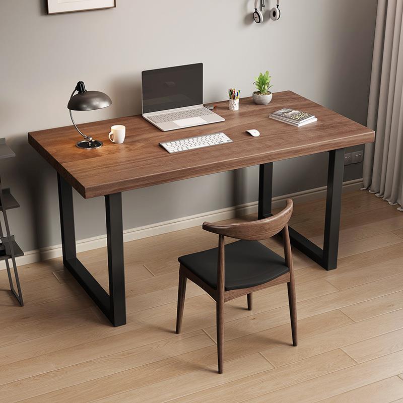 全实木电脑台式桌家用一字板书桌简约现代办公桌学习长条桌工作台
