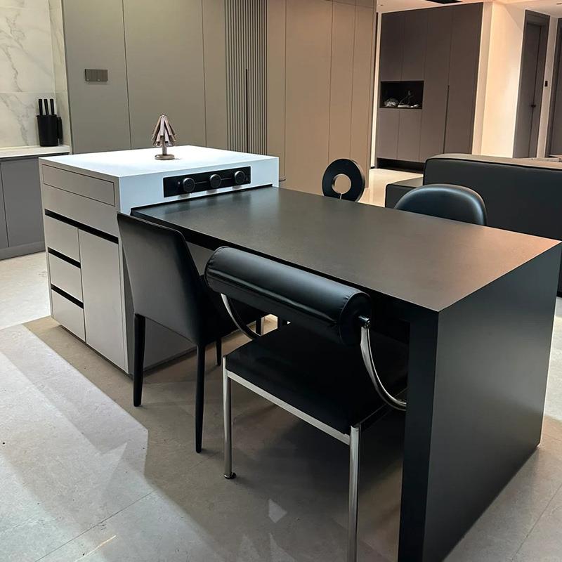 岛台餐桌一体家用可伸缩倒台导台加中岛台厨房岩板2024新款