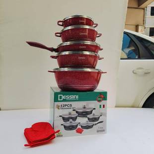 dessini12pc件套大理石锅铝制不粘锅麦饭汤锅铝压铸厨房套装外贸
