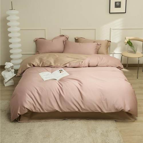 轻奢感100支长绒棉四件套简约拼色纯棉全棉被套床单床笠床上用品