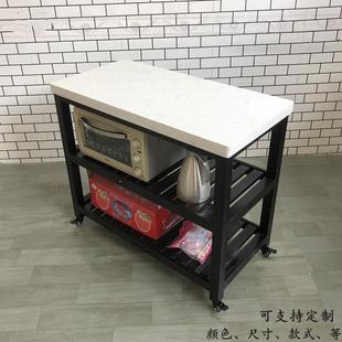 餐桌一体家用实木置物架 厨房可移动餐边柜中岛台单独料理台开放式