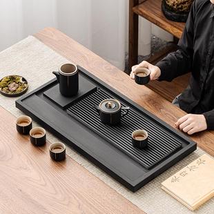 茶海 整块实木茶盘功夫茶具家用托盘办公室简约乌金石干泡台排水式
