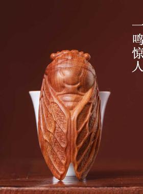 天然崖柏木雕刻一鸣惊人手把件解压男士随身把玩创意挂件文玩摆件