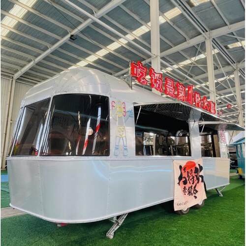 不锈小钢餐轮车氧化铝餐车创业动美流食车售卖车电动四多功能吃车