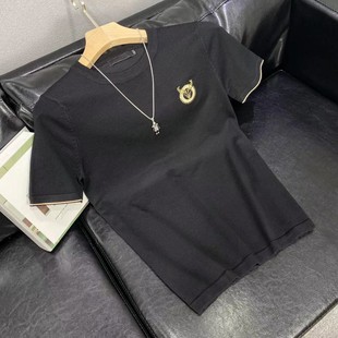 半袖毛衣男士冬季新款圆领针织衫潮流个性青年内搭短袖t恤打底衫