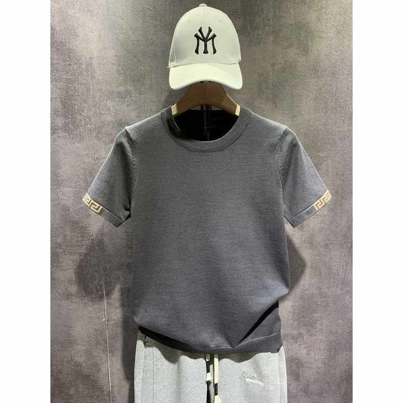 龙年红色男针织衫短袖体恤本命年过年年会结婚衣服大红色半袖毛衣