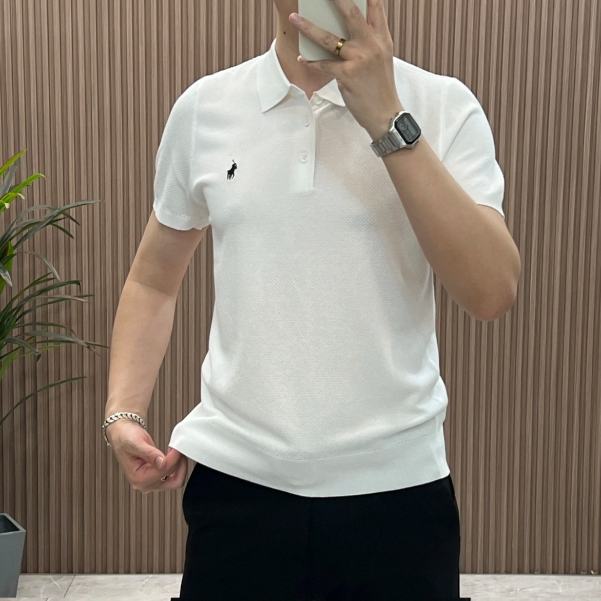夏季新品潮流针织纯色Polo衫短袖上衣t恤轻奢翻领针织短袖