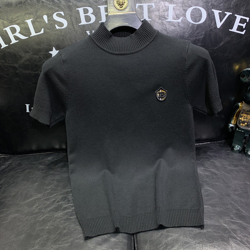 MEEI & SHU 2022秋冬季新款男士轻奢高级感时尚针织衫短袖毛衣T恤