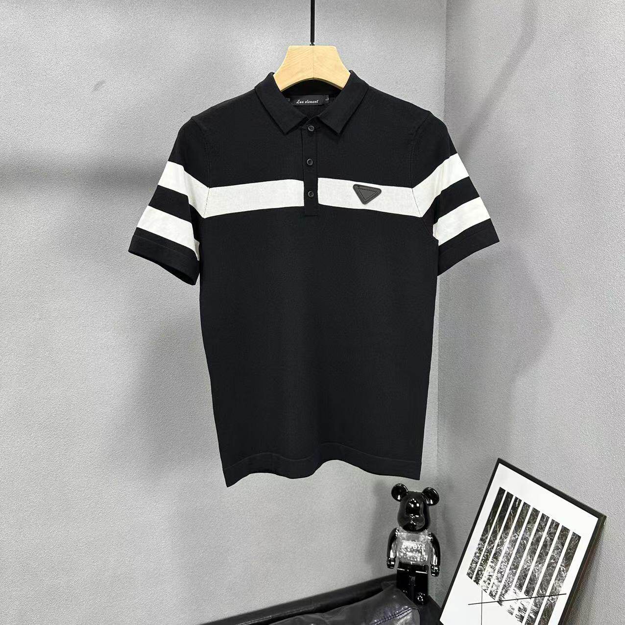 欧洲站男士短袖T恤个性百搭修身时尚潮牌polo衫休闲翻领半袖帅气