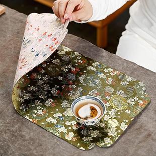 清新香云纱双面茶席干泡席桌旗中国风茶桌垫壶垫茶道配件 新中式