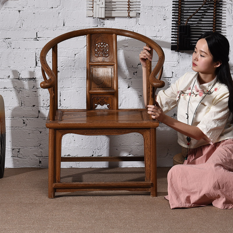 红木太师椅 鸡翅木圈椅 官帽椅靠背椅休闲椅办公中式实木仿古椅子