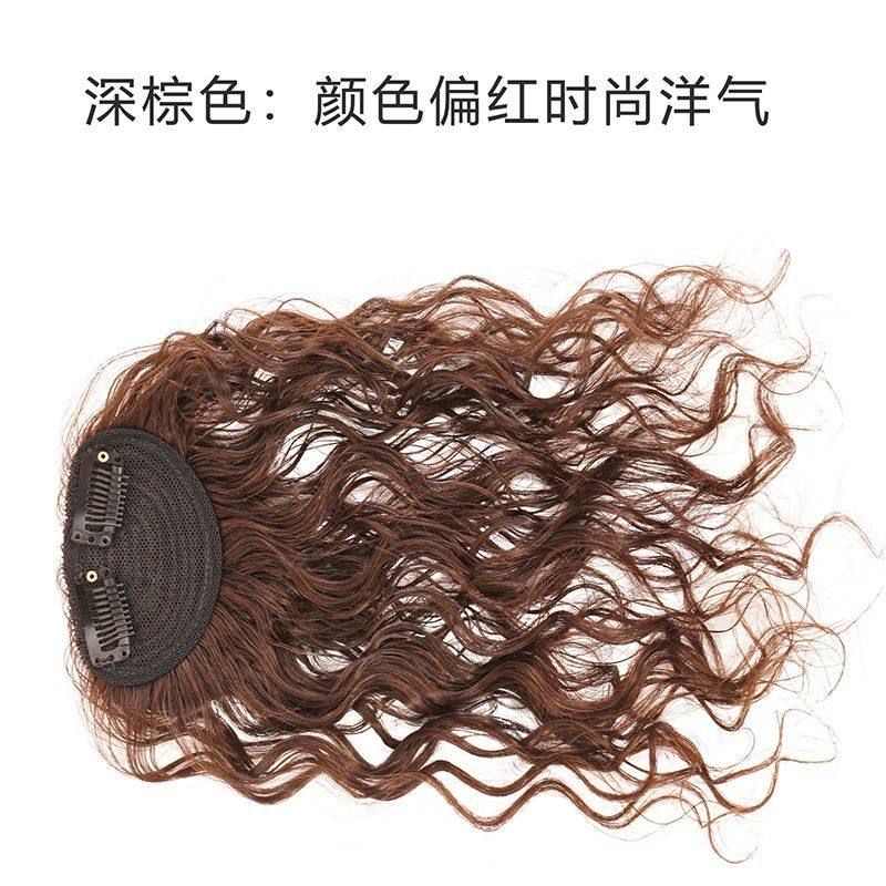 一片真发手织款羊毛卷假发片卷发全真人发增厚发量蓬松隐形垫发片