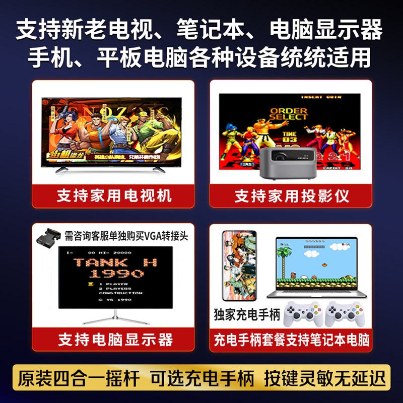 2024新款家用游戏机支援电视投影即插即玩4人同乐无线手柄10000款