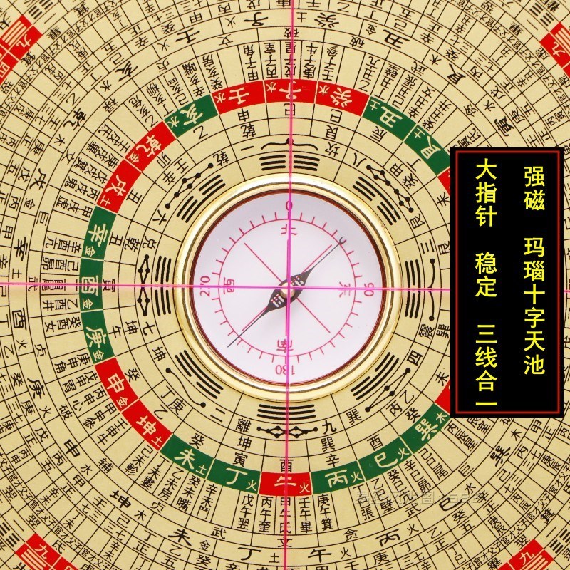 【2023新款】香港老字号8寸三元三合综合风水罗盘高精度纯铜铝箱