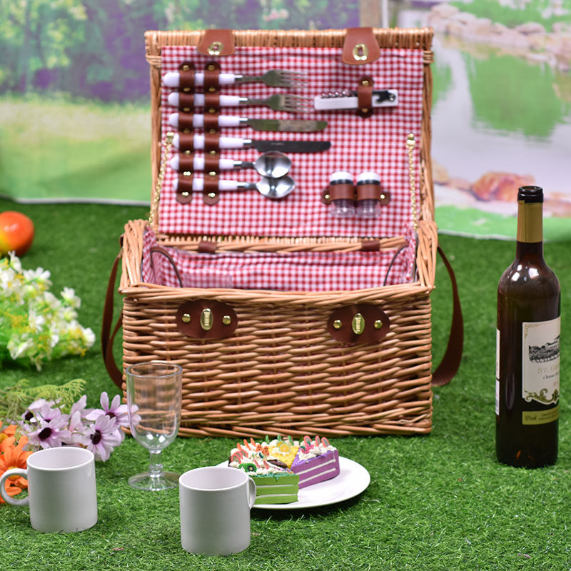 野餐篮高端定制野餐箱子ins带盖带餐具网红户外用品野营收纳篮子
