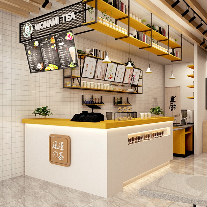 奶茶店收银台创意简约冷饮店吧台小型前台接待台商用吧台柜