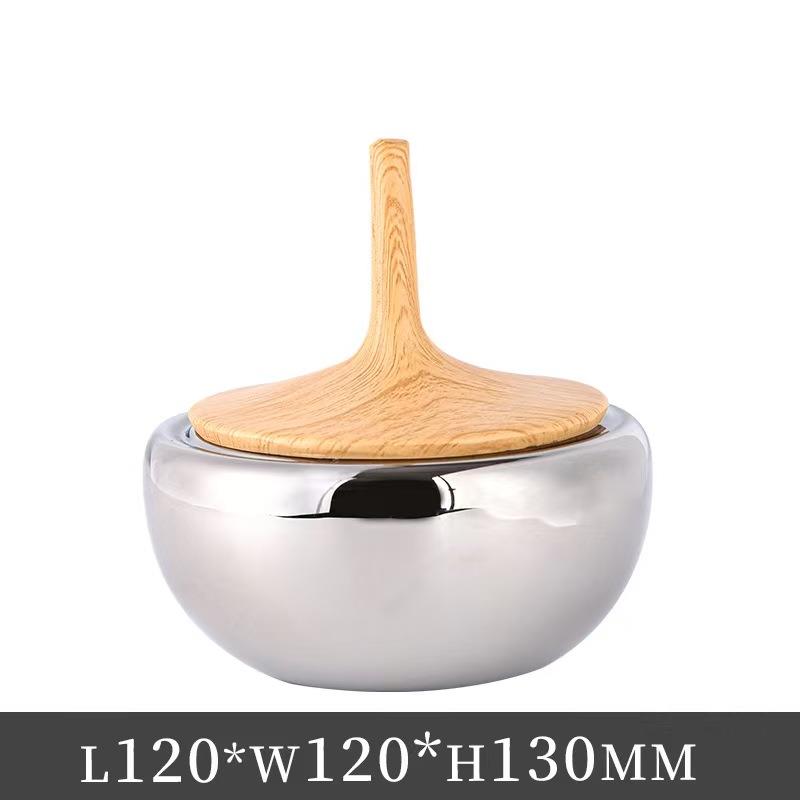 简约家居茶几不锈钢糖果罐储物罐摆件家用干果罐软装饰品金属