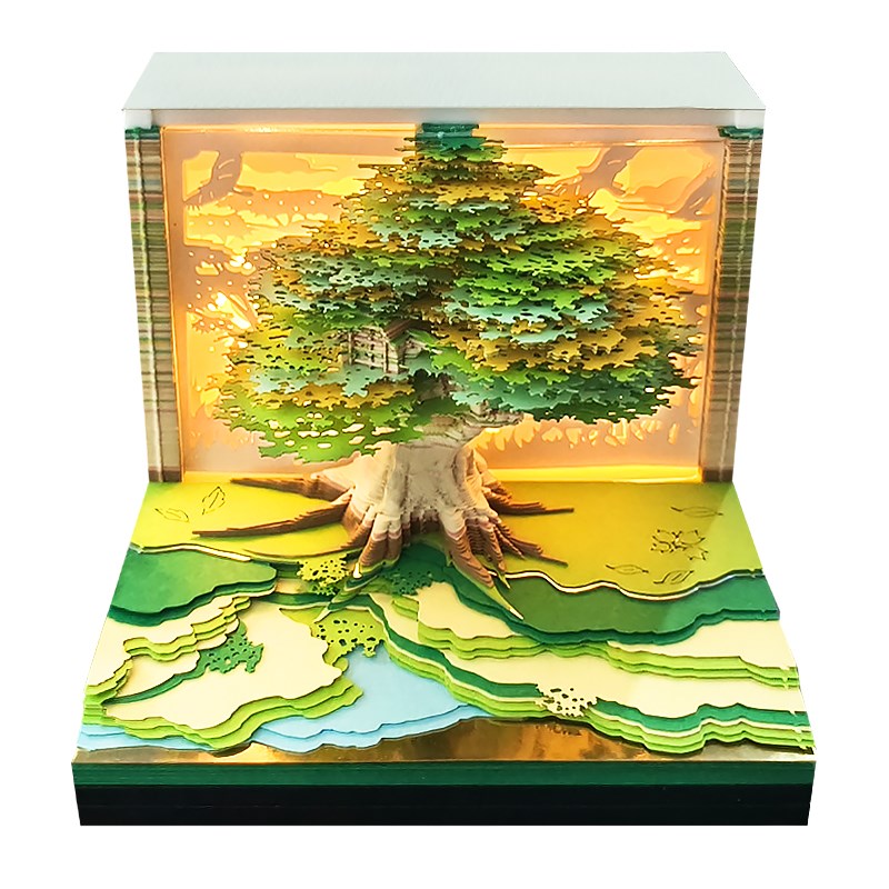 2027年树屋日历手撕便利贴纸雕艺术品桌面摆件生日礼物3d立体便签