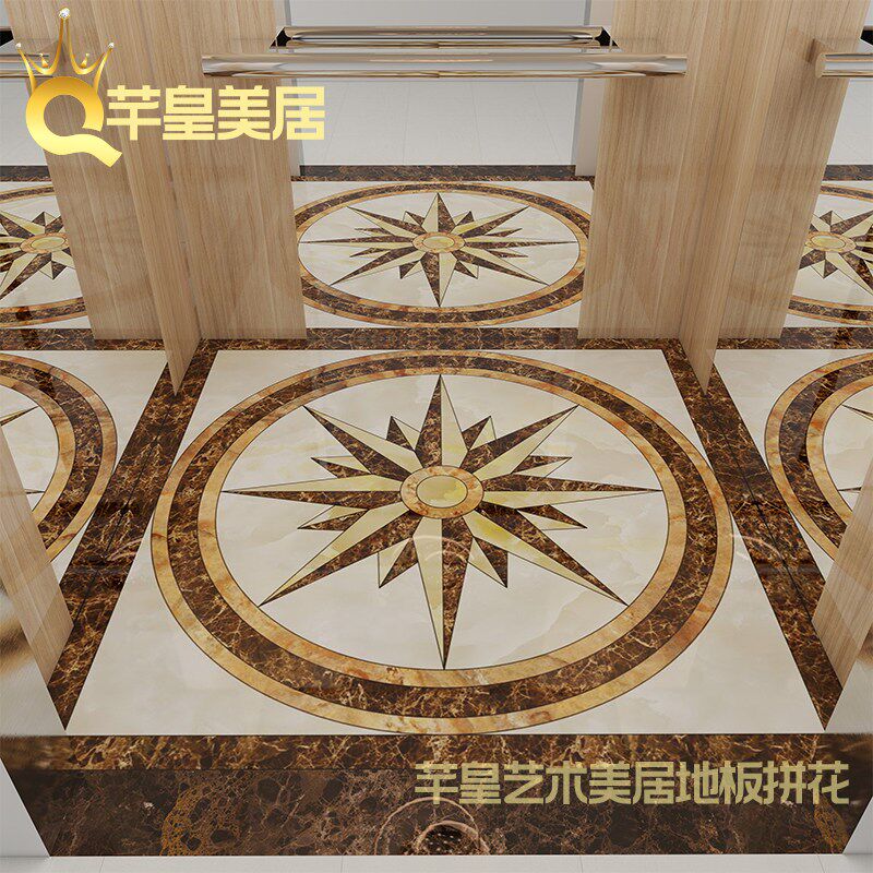 定制电梯轿厢瓷砖仿水刀拼花地砖小区观光商业电梯拼图地板砖