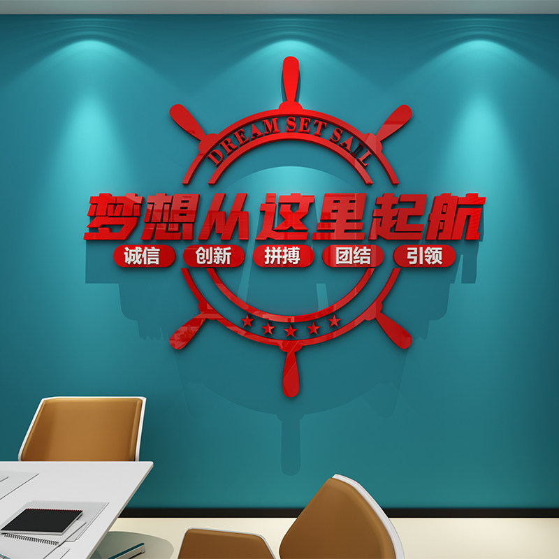 办公室装饰布置会议室企业公司文化背景墙面贴纸画励志标语高级感