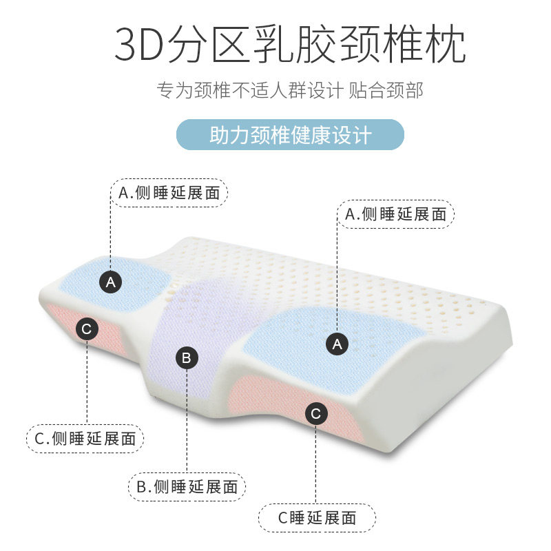 乳胶枕头 颈椎枕 睡眠 护颈专用 正品天然橡胶硅胶枕头枕芯送枕套