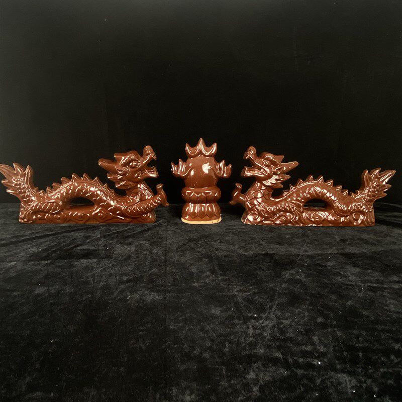 仿古建筑二龙戏珠琉璃瓦中式建筑双龙戏珠屋顶瓦配件屋脊装饰包邮