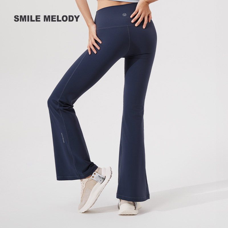Smile Melody 纯色LEGGINGS塑身喇叭裤高腰修身裸感女运动健身裤