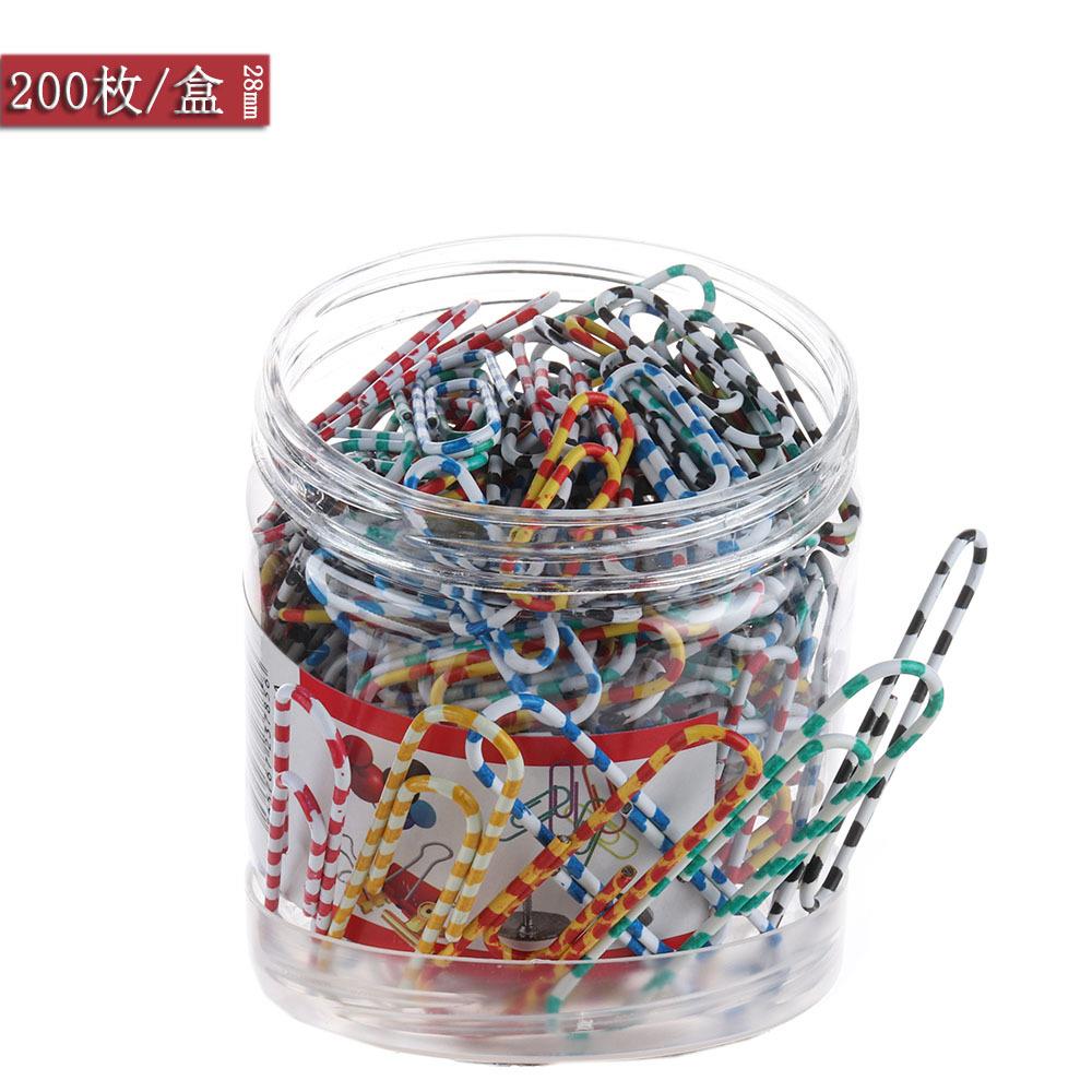 义乌现货彩色回形针桌面整理固定镀镍银色纹路曲别针28mm200枚