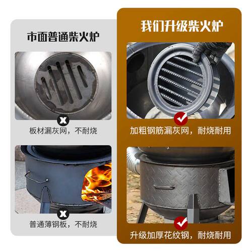 新款柴火灶农村家用可移动柴火炉户外露营烧木柴便携铁锅灶大锅台