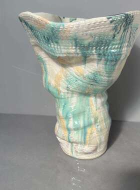 景德镇式简约花瓶新中式纯手工小清新65751绘陶饰瓷彩装法品春上