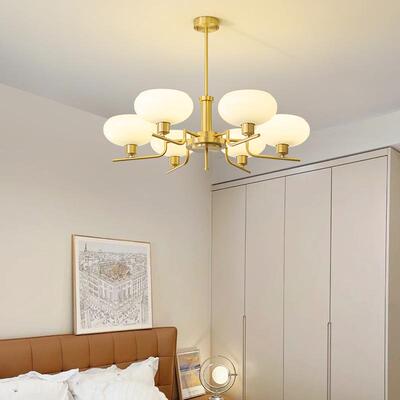 全铜厅间吊灯法式奶油风餐厅灯美式简约房主SFB卧室吊灯具设客计