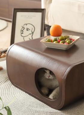 通轻奢质弯木猫弯窝封闭式猫咪栖息木地曲木猫窝四季用猫狗96177