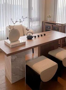 实木现代简约台桌椅组合桌办公室设计师高茶端茶中式QAX泡岩茶板
