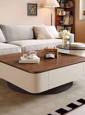 方形岩板几极现代简约轻客厅奢茶家用DOA中古风黑色茶桌简组合