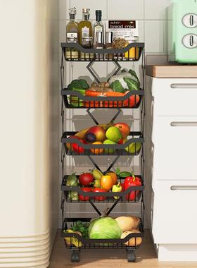 落地可ESN动折叠伸缩水果蔬菜置收纳架层多烤漆黑色厨房用品物架