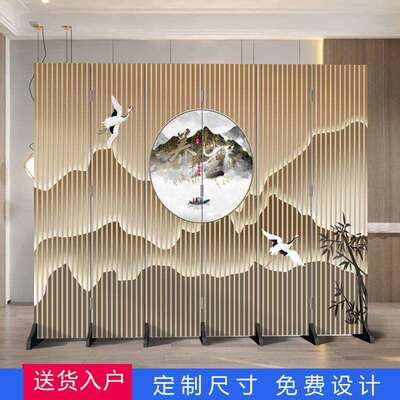 中式简易简风隔断办公室客厅餐51257厅酒店约新现屏代折叠移动折
