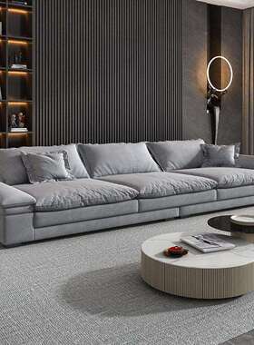 意乳式极简科技布超宽坐深沙PZX发排客厅现代奢直羽绒轻胶大小户