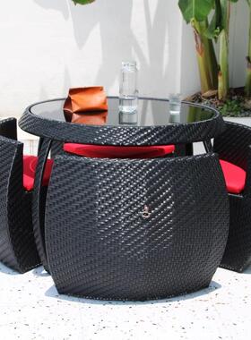 外户外椅庭院墅组合藤编休闲露天防晒防水别露KXZ台花园室阳桌台